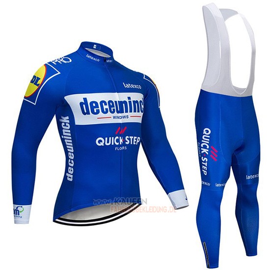 Deceuninck Quick Step Langarmtrikot 2019 und Lange Tragerhose Blau Wei